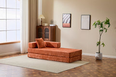 Floor Couch,Compression Sofa,Convertible Floor Sofa Bed-with Pillow Back Support Armrest,Comfy Futon Couch Lounge Sleeper Bed,chenille fabric,for Living Room Bedroom (orange)
