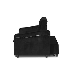 Loveseats Sofa Bed with Pull-out Bed,Adjsutable Back and Two Arm Pocket,TypeC and USB Charging with Copper nail,Black (47'x53'x31')