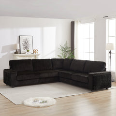 110-Inch Oversized Corduroy Corner Sofa,L Shaped Corner Couch with two storage spaces,USB port & Type-C port and Cup-holder , Deep Seat Comfy Upholstered Couches for Living Room(Not freely combinable)