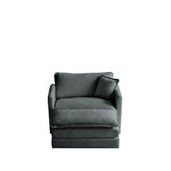 Modern Accent Chair with Ottoman, Living Room Club Chair Chenille Upholstered Armchair , Reading Chair for Bedroom, Gray Chenille