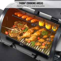 53" Heavy Duty Portable Wood Pellet BBQ Grill With Cart (SAK93641)