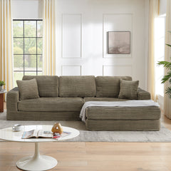Right sofa seat,L shape Modular Sectional Sofa, Compressed Sectional Sofa Modern Minimalist Style Corduroy Couch,Unfold into a bed, Bedroom, Comfy Compressed Sofa Couch Space-Efficient Design-Brown