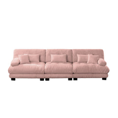 3-Seater Sectional Sofa Modular Deep Seat Sofa Couch , Chenille Sofa Soft Comfy Upholstered Furniture for Living Room, Apartment, Studio, Office,Chenille Pink