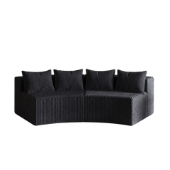 Corduroy curved sectional sofa with four pillows,Curved Symmetrical Modular Semi Circular Sofa Sectional for bedroom, living room, office for leisure or nap, reading room, and lobby(Two modules)