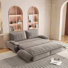 73.2' Queen Pull Out Sofa Bed,3-in-1 Convertible Sleeper Sofa,Multi-Functional Velvet Loveseat Bed,Grey(Old Sku:W1885S00051;New Sku:W1885S00229)