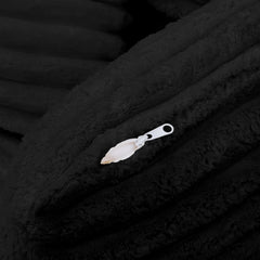 Living Room Compressed Chaise Lounge Foam Sofa bed,  Fluffy Corduroy Upholstered Cloud Couch with Deep Seat, Black