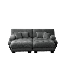 Cloud Couch Sleeper Sofa for Living Room, Chenille 2 Seater sofa with 2 Lumbar pillows and 2 throw pillows , Upholstered Wide Arm Sofa with 2 Ottomans,Chenille Gray