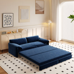66' Queen Pull Out Sofa Bed, 3-in-1 Convertible Sleeper Sofa with Side Storage,Multi-Functional Velvet Loveseat Bed for Living Room,Bedroom(Old Sku:W1885S00047/W1885S00117;New Sku:W1885S00225)