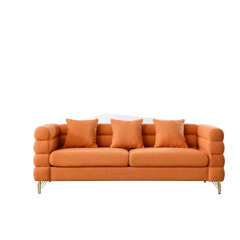 81 Inch Oversized 3 Seater Sectional Sofa, Living Room Comfort Fabric Sectional Sofa-Deep Seating Sectional Sofa, Soft Sitting with 3 Pillows for Living Room,Bedroom,Office.,Orange teddy(W834S00034)