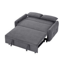 Modern Convertible Pull-out Sofa Bed with USB Ports, Dark Grey Corduroy, 57.48'