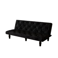 Sofa-to-Bed Evolution: 66' Black Velvet Sofa Bed Transforms Seamlessly, Ideal for Family Living Rooms, Apartments, and Bedrooms
