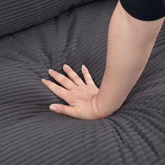 Modern Upholstered 74' High Resilience Three Seater Sofa, Dark Gray Corduroy with Wooden Frame