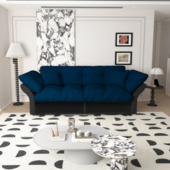 74.8' Queen Pull Out Sofa Bed, 3-in-1 Convertible Sleeper Tufted Sofa with 2 Soft Pillows,Multi-Functional Velvet Loveseat Bed,Blue(Old Sku:W1885S00083/W1885S00130)