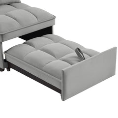 4 in1 Multi-Function Single Sofa Bed with Storage Pockets,Tufted Single Pull-out Sofa Bed with Adjustable Backrest and Pillows ,Convertible  Chaise Lounge,Gray
