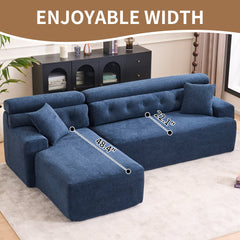 105'' Cloud Sectional Couch with L-Shape Chaise,Modern Modular Sofa with Deep Seat, Boneless Sofa for Living Room Bedroom,No Assembly Required,Blue.