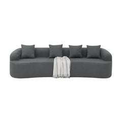 Curved Modular Sectional Sofa in Lamb's Wool Fabric, Modern Minimalist Style, Compressed (No Assembly Required), Comfy for Living Room & Bedroom - Gray