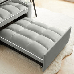 3-in-1 Convertible Sleeper Chair Sofa Bed, Adjustable Pull Out with Multi-Pockets in Gray Velvet