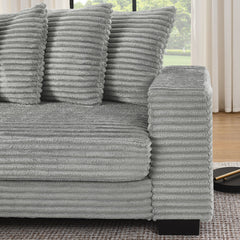 Corduroy Tufted Upholstered Sleeper Sectional Sofa, L-Shaped Modular Convertible Sofa , Can freely change the position of the footrests-Gray(Assembly is required)
