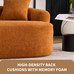 LY-025S Curved Loveseat Orange Full Compression Sponge Sofa, 30D Chenille No-Assembly Compact Sofa for Small Spaces & Apartments, 65'L, 300 lbs, 3 Pillows