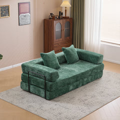 Floor Couch,Compression Sofa,Convertible Floor Sofa Bed-with Pillow Back Support Armrest,Comfy Futon Couch Lounge Sleeper Bed,Chenille fabric,for Living Room Bedroom (dark green)