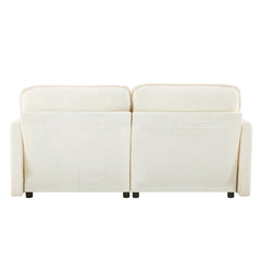 69' PLUSH CLOUD LOVESEAT: Modular 2-Seater Sectional Sofa with 22' Beige Chenille Cushions + 2 Throw Pillows - Compact Size for Apartment, Living Room, Bedroom (Beige)