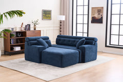 105'' Cloud Sectional Couch with L-Shape Chaise,Modern Modular Sofa with Deep Seat, Boneless Sofa for Living Room Bedroom,No Assembly Required,Blue.