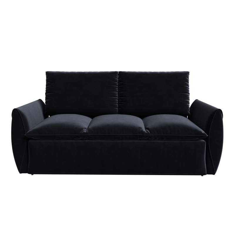 70.9' Pull Out Sofa Bed, 3-Seat Convertible Sleeper Sofa with 2-in-1 Pillow and Blanket Set,Multi-Functional Velvet Loveseat Bed,Black