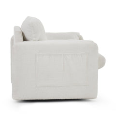 Swivel-Modern Swivel Accent Chair Single Seater - 360° Rotating Lounge Chair with Chenille Fabric & High-Resilience Cushion, Ergonomic Reading Sofa Chair for Living Room,Bedroom,Office-Ivory White