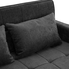 Contemporary 56.9' Loveseat Sofa Bed Sleeper with Reversible Backrest, Side Pockets, USB Ports, Phone Holder, Black Chenille