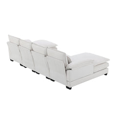 Modern U-shaped Sectional Sofa with Waist Pillows, 6-Seat Upholstered Symmetrical Sofa Furniture, Sleeper Sofa Couch with Chaise Lounge, Chenille and Velvet Options