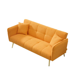 70-inch teddy fleece sofabed, convertible futon sofabed with adjustable arms and backrest, modern love sofa for living room and bedroom.