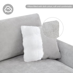 Modern Oversized L-shaped Sectional Sofa with Chaise and Free Pillows, Chenille Fabric, 119*55 Inches, Light Gray