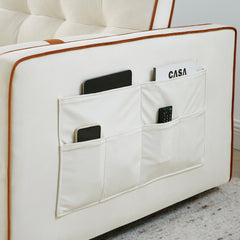 Modern 55.5' Pull Out Sleep Sofa Bed 2 Seater Loveseats Sofa Couch with side pockets, Adjsutable Backrest and Lumbar Pillows for Apartment Office Living Room
