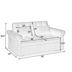 Loveseats Sofa Bed with Pull-out Bed,Adjsutable Back-Blue