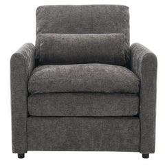 Cozy Upholstered Armchair with Double Cushion in Grey Chenille, 31.9 Inches