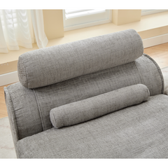 [NEW ARRIVED] [VIDEO PROVIDED]Modular Sofa,No Armrests,At will DIY, Chenille Fabric,Neck Pillow-Back Lounge Sofa Chair,Reading Nook, or Apartment Living, Lumbar Pillow,2 Seats,Upholster ,Light Gray