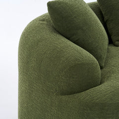 LY-025S Green Curved Loveseat: Compressed No Assembly, Chenille Small Sofa, 30D Sponge, Compact for Apartments, 65' L, 300Lbs, 3 Pillows