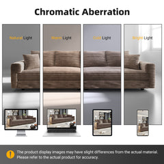 102.4 'Plush Corduroy 4-Seat Sofa,Modern Comfy Upholstered Sofa Cloud Couch,Deep Seat Couches with Soft Pillows and Movable Ottoman,Convertible Sofa Lounge Chair,for Living Room,Apartment,Office,Camel