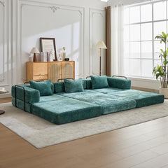 Compression Sofa,Convertible Floor Sofa Bed with Fixed-Shape Frame, Boneless Modular Sectional Sofa,No Assembly Required,Chenille fabric,for Living Room Bedroom,Dark Green