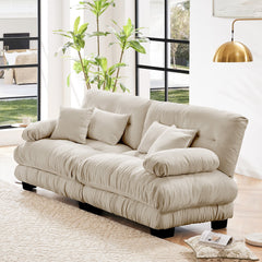 Cloud Couch 2 Seater Sofa for Living Room, Chenille 2 - Seat sofa with 2 Lumbar pillows and 2 throw pillows,Chenille Light coffee