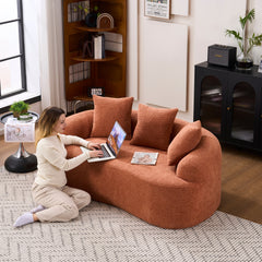 LY-025S Coral Curved Loveseat: Compressed No Assembly, Chenille Small Sofa, 30D Sponge, Compact for Apartments, 65' L, 300Lbs, 3 Pillows