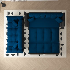 74.8' Queen Pull Out Sofa Bed, 3-in-1 Convertible Sleeper Tufted Sofa with 2 Soft Pillows,Multi-Functional Velvet Loveseat Bed,Blue(Old Sku:W1885S00083/W1885S00130)