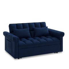 Loveseats Sofa Bed with Pull-out Bed,Adjsutable Back-Blue