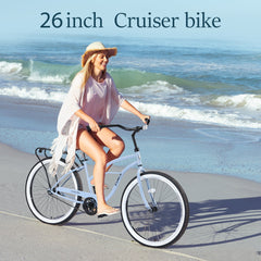 Single Speed Bicycles 26'Inch,Steel Frame, Wide Wheels for Stability, Rear Coaster Brakes,Multiple ColorsWomen's Beach Cruiser Bike