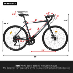 A28320R 700Cx28 Road Bike, Lightweight Aluminum Frame, Disc Brakes, 16-Speed, Fast Acceleration, Suitable for Men and Women, Ideal for High-Intensity Riding