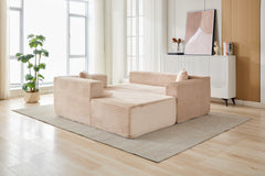 Compression Sectional Couch with Comfy Chaise, Boneless L Shape Sofa with Deep Seat, Minimalist Modular Couches Sleeper for Living Room Bedroom Apartment Lounge,corduroy,Beige