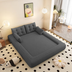 Human Dog Bed, Lazy Sofa Couch, 78.7 ' Multi-Functional Foldable Sofa Bed, 3-in-1 Teddy Fabric Foam-Filled Sleeper Sofa Bed for Living Room,Guest Bed,Playroom,Grey