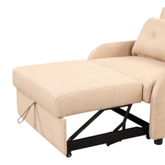 Versatile Pull Out Sofa Sleeper 3 in 1 with Wing Table & USB Charge, Beige Linen, Compact Design