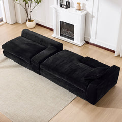 99*69' Modular Sectional Living Room Sofa Set, Modern Minimalist Style Couch, Upholstered Sleeper Sofa for Living Room, Bedroom, 2 PC Free Combination, Installation-free Sofa, L-Shape, Black
