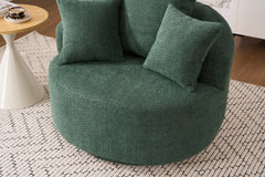 360° Swivel Chair Accent Barrel Chair Swivel Round Upholstered Sofa Chair with 3 Removable Pillows for Living Room, Bedroom, Office and Hotel, High-Resilience Sponge,Green